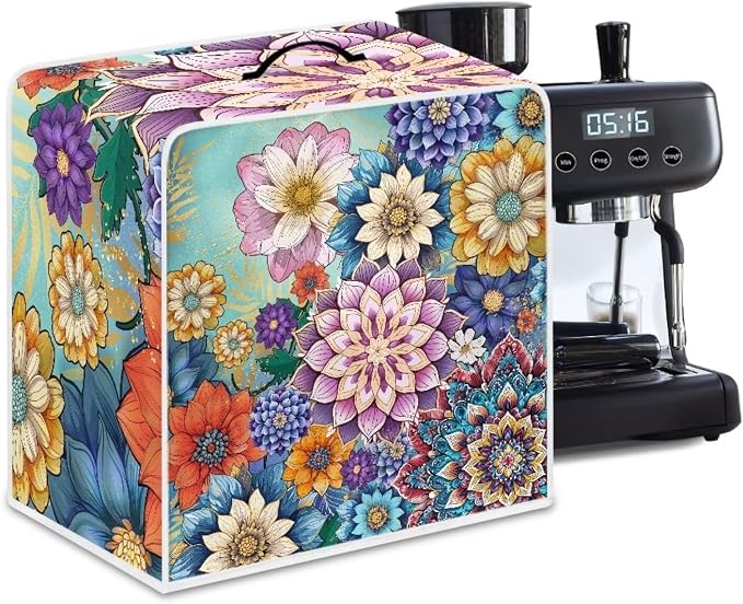 Mandala Flowers Coffee Maker Machine Dust Cover - Image 4