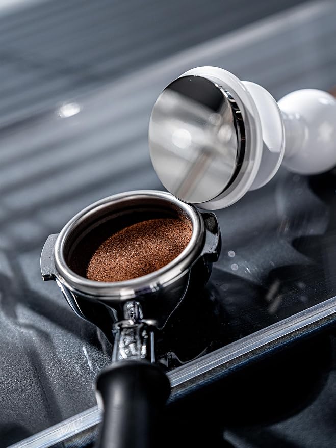 58.5mm White Espresso Tamper, Calibrated Spring Loaded Coffee Tamper - Image 3