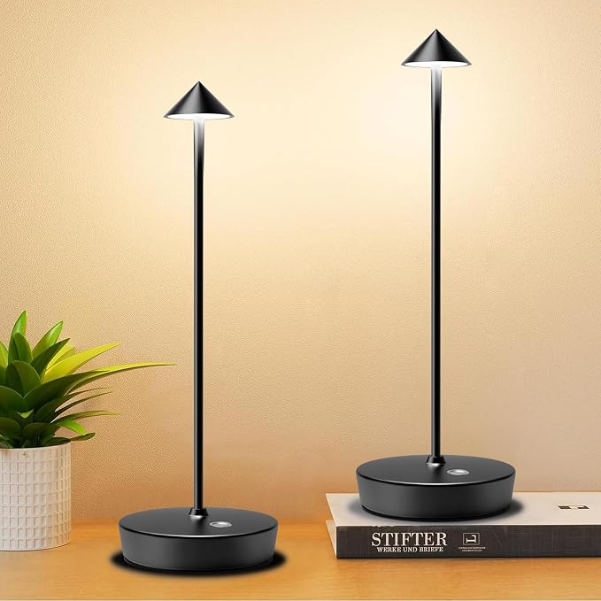 Set of 2 Rechargeable Cordless Table Lamp, 6000mAh LED Battery Operated Desk by Tpczqj