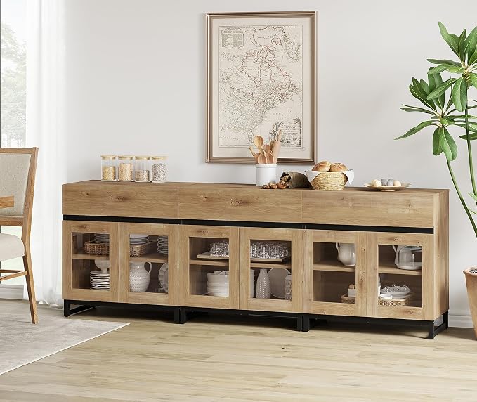 WAMPAT Sideboard Buffet Cabinets, Modern Credenza Sideboard - Image 3