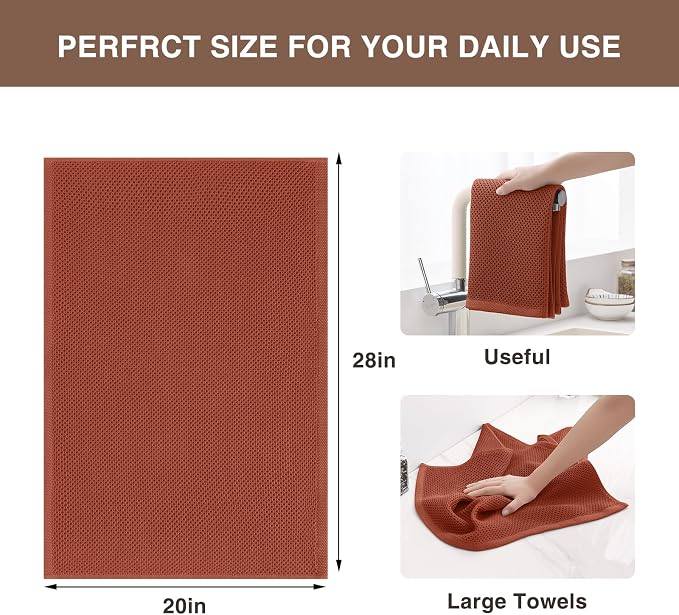 Homaxy 100% Cotton Oversized Waffle Weave Kitchen Dish Towels, Ultra Soft - Image 3