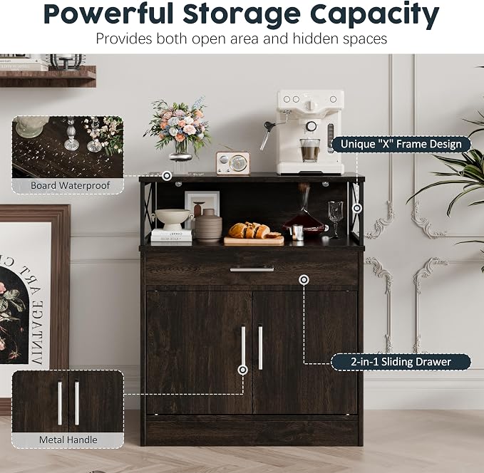 SUNLEI Kitchen Buffet Sideboard Cabinet, Storage Cabinets - Image 3