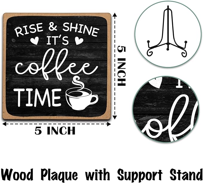 Farmhouse Coffee Bar Sign, Rise & Shine It's Coffee Time - Image 2