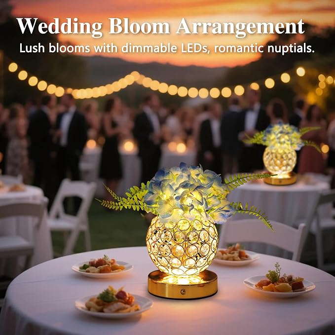 Blue Artificial Hydrangea Flower Lamp, 3 Color Dimmable Touch Control Night - Image 3