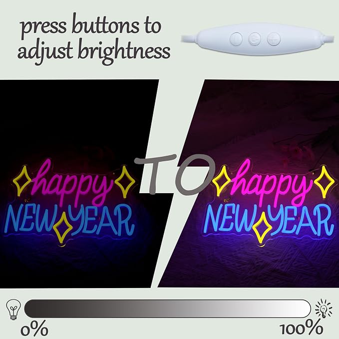 Happy New Year Neon Sign LED Spring Festival Letter Neon Light Sign USB Powered - Image 3