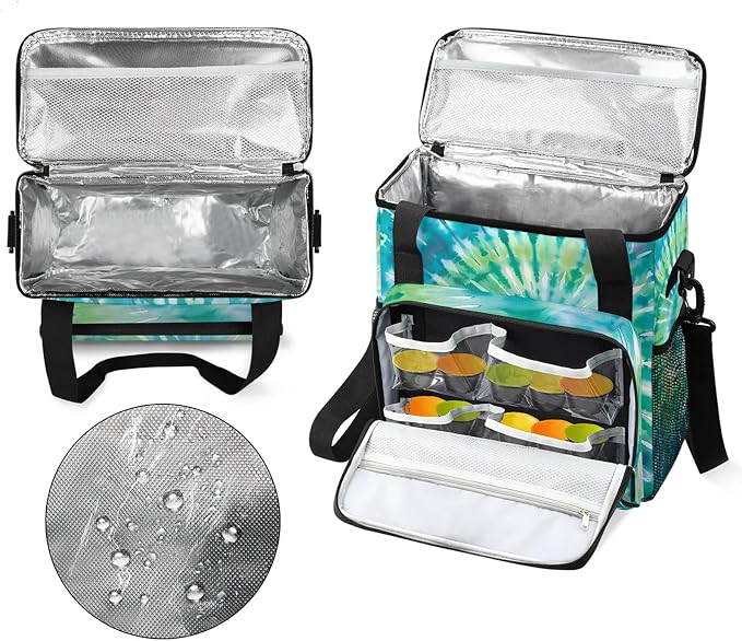 Tie Dye Blue Green Coffee Maker Carring Bag, Large Insulated Storage Organizer - Image 3