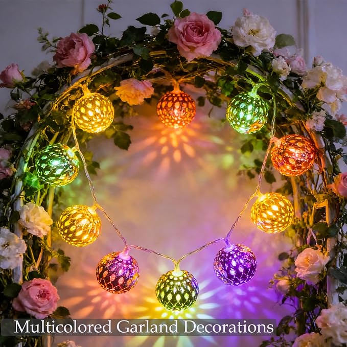 USB & Battery Operated Pastel Metal Ball String Lights Easter Egg Decor - Image 9