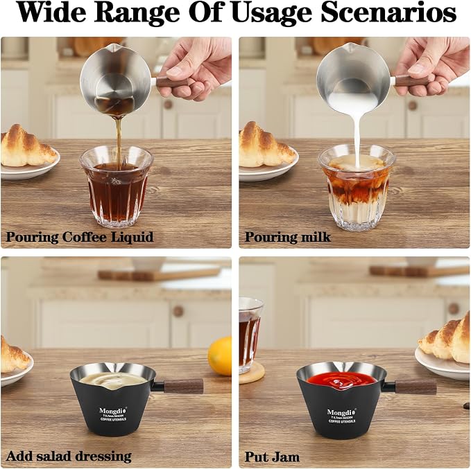 Mongdio 2 Pcs Espresso Measuring Cup, Stainless Steel Espresso Shot Cups - Image 2