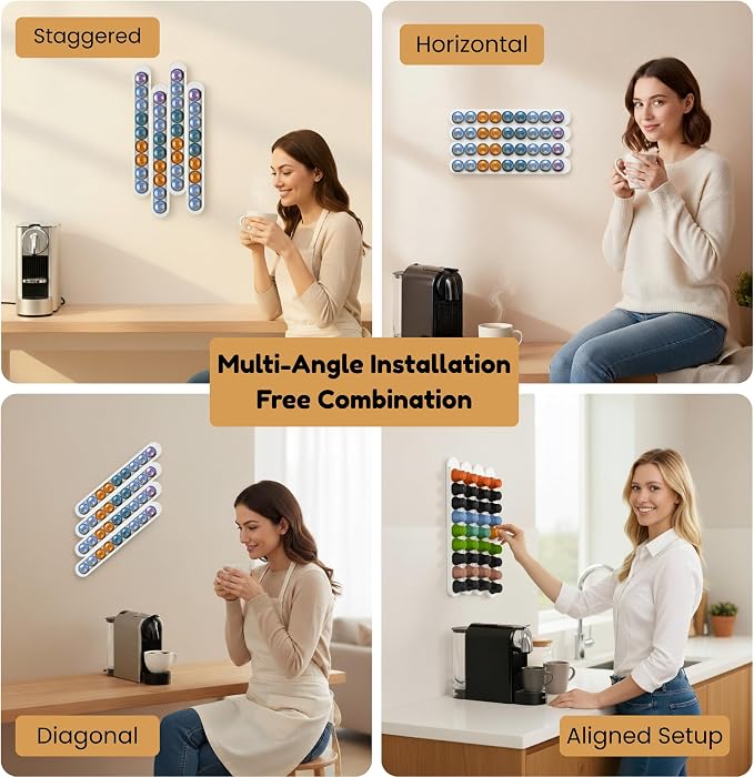 Bamboo Coffee Pod Holder, Adhesive Wall Mount - Image 6