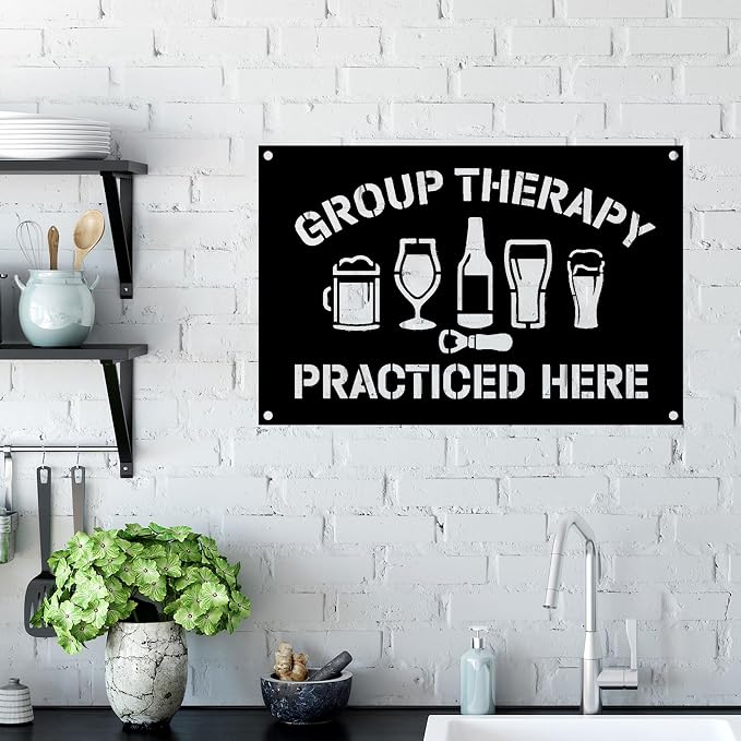 Group Therapy Metal Sign, Bar Sign, Rustic Farmhouse Wall Decor, Basement Bar - Image 3
