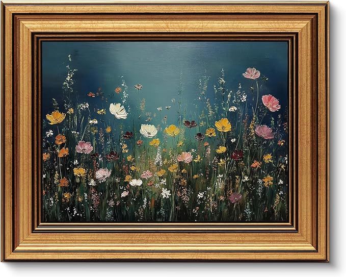 VIYYIEA Gold Framed Art Prints, Wildflower Floral Vintage Art Painting by VIYYIEAART