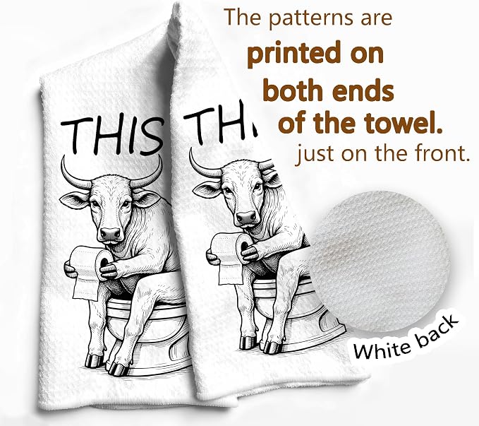 Funny Bull Hand Towel, Dark Humor Cow Hand Towel - Image 6