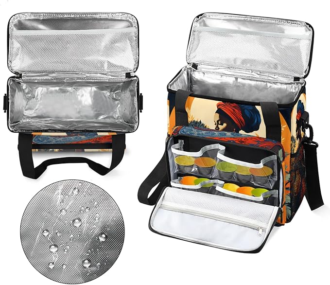 African American Black Women Coffee Maker Carring Bag, Large Insulated Storage - Image 3