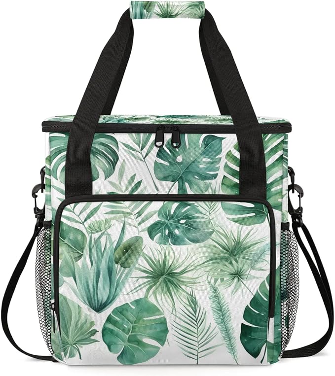 Tropical Leaves Green Palm Leaf Coffee Maker Carring Bag, Large Insulated by Home