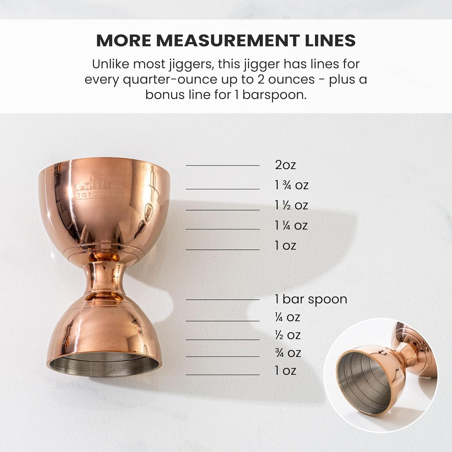 A Bar Above Premium Bell Jigger, with 10 Measurements Inside, Professional and Heavy-Duty, 304 Stainless Steel Cocktail Double Jigger, for Bartending, 1-Pack, Black