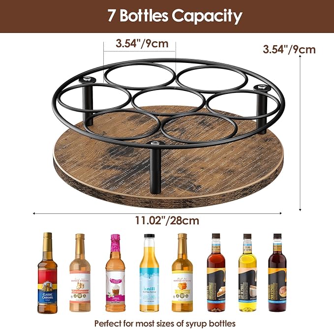 Nuovoware 7 Bottles Rotating Coffee Syrup Rack, Coffee Syrup Rack Organizer - Image 2