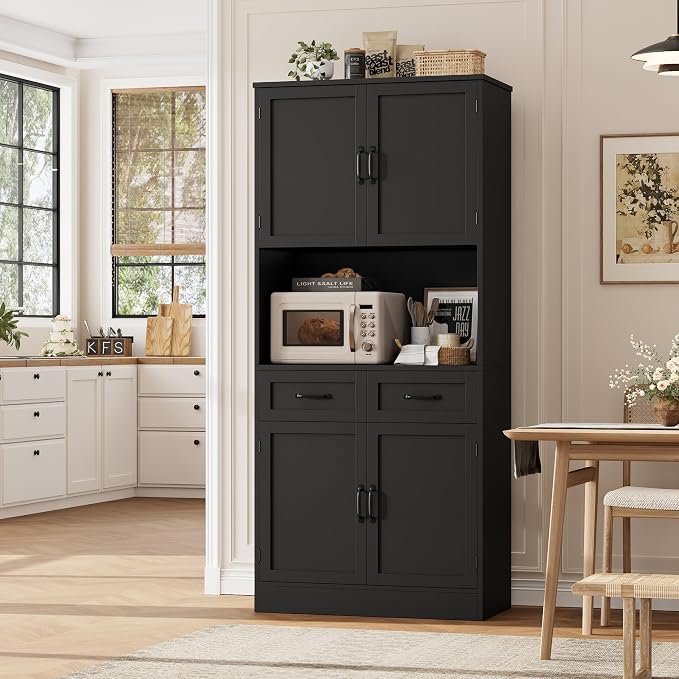 HOSTACK 71“ Tall Kitchen Pantry Storage Cabinet, Modern Kitchen Hutch Bar - Image 5