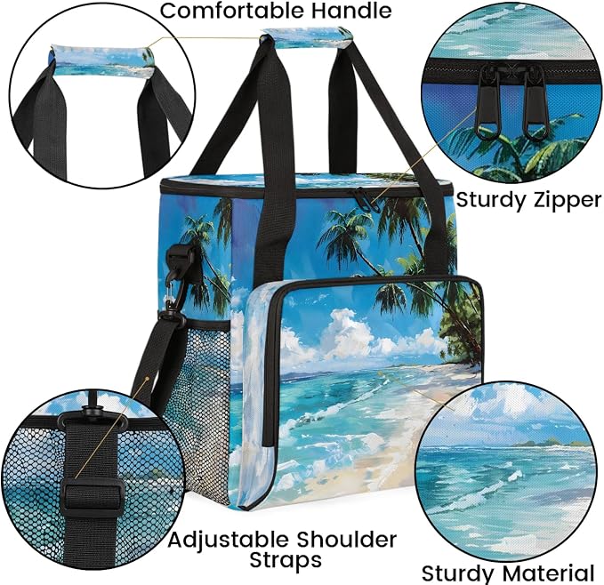 Tropical Beach Hawaiian Palm Trees Coffee Maker Carring Bag, Large Insulated - Image 6