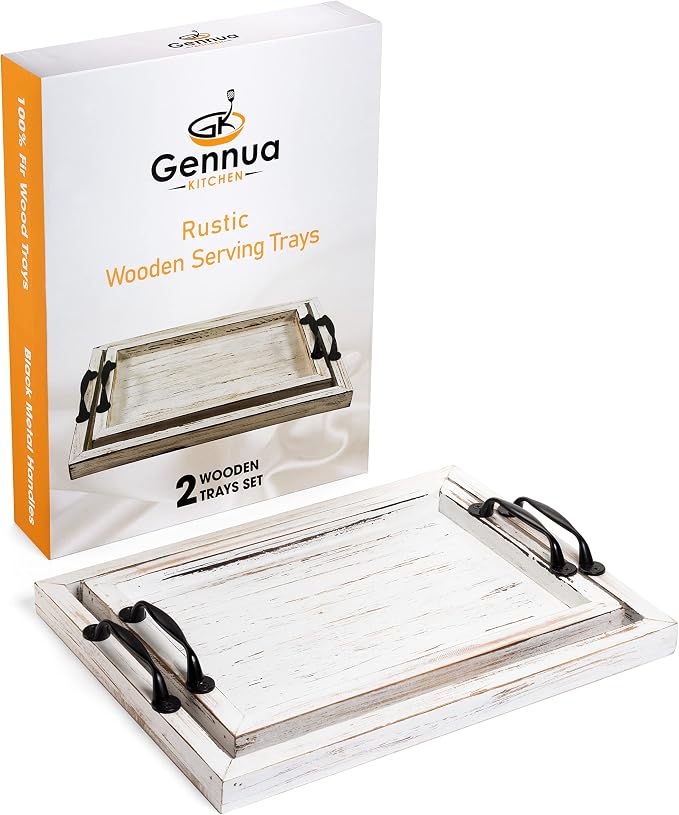 Gennua Kitchen Rustic Serving Tray Set - Image 2
