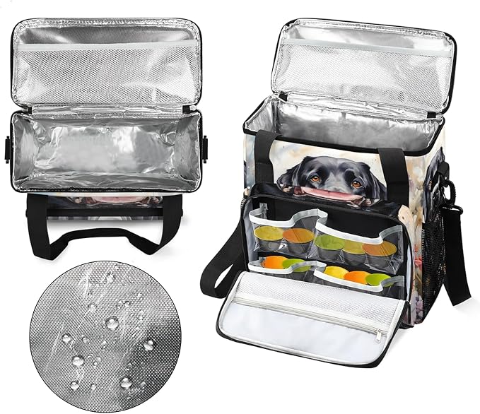 Black Labrador Dog Coffee Maker Carring Bag, Large Insulated Storage Organizer - Image 3