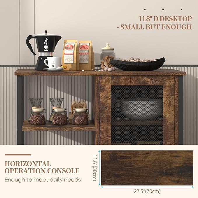 LVSOMT Mini Coffee Bar Cabinet for Home Kitchen, 27.5'' Coffee Stand Station - Image 4