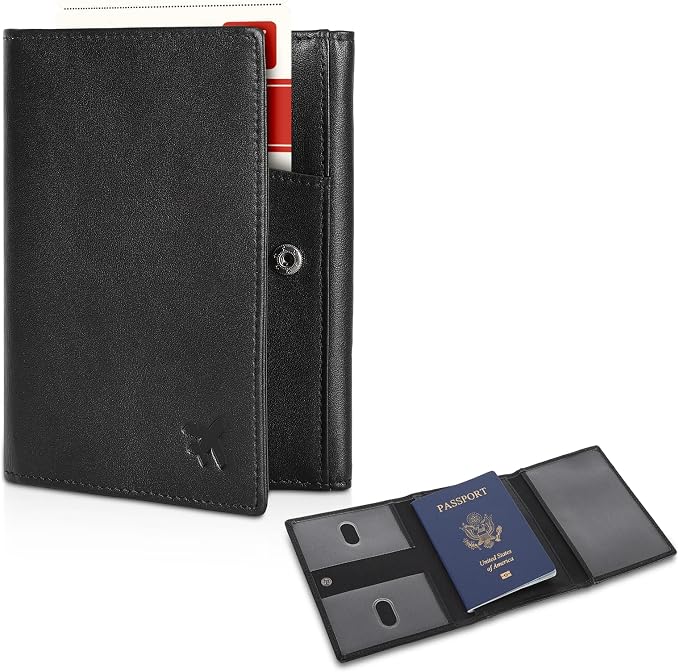 Polare Napa Leather Pilot Wallet Passport Holder RFID Blocking Tri-fold Travel by polareoriginal
