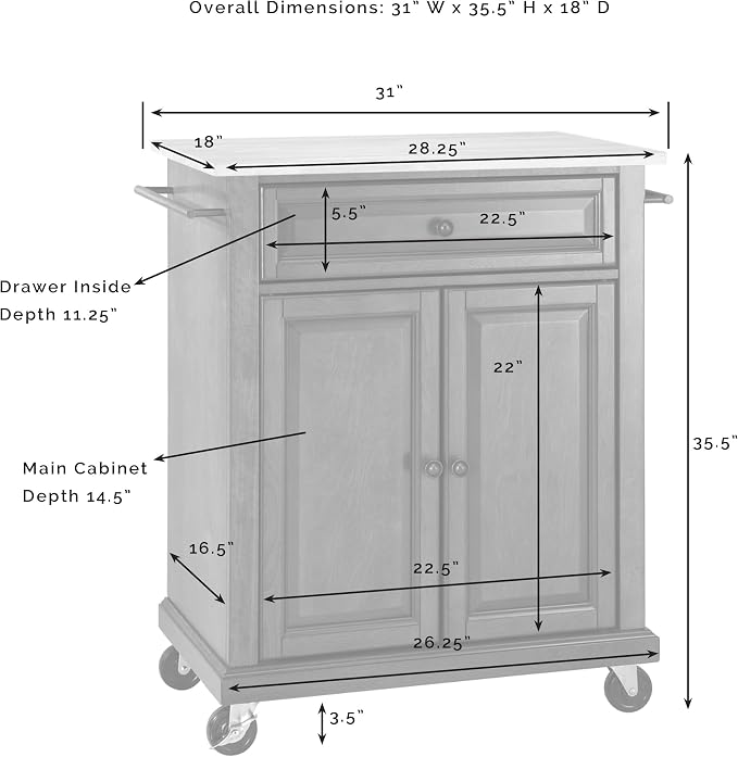 Crosley Furniture Compact Stone Top Small Rolling Cart - Image 2
