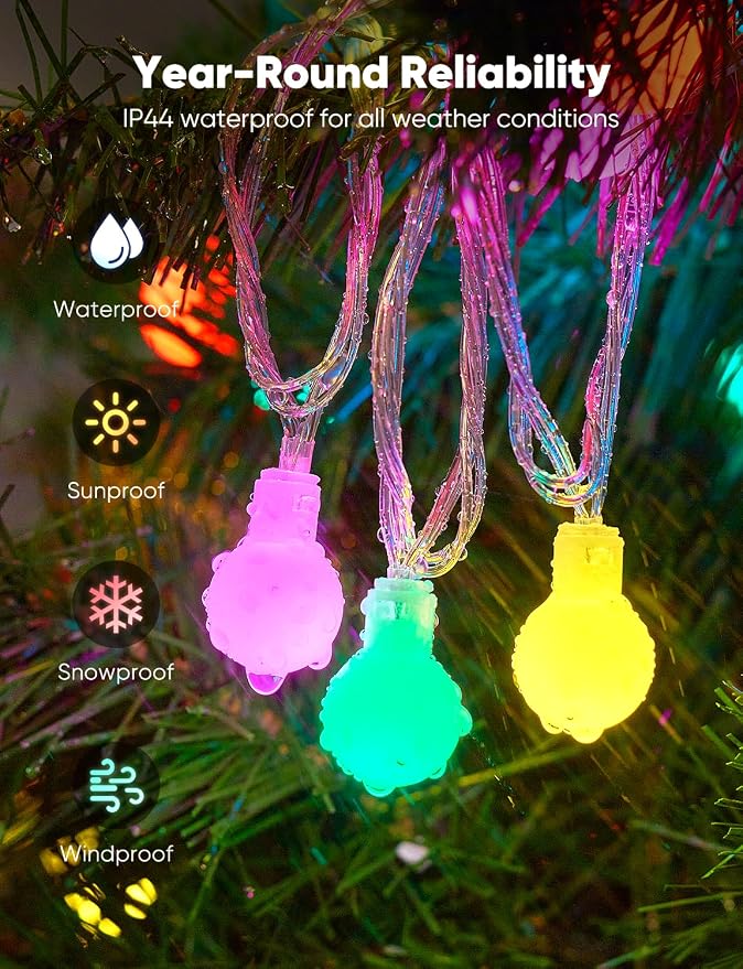 Minetom Globe String Lights, 33 Feet 100 Led Fairy Lights Plug in, 8 Modes - Image 4