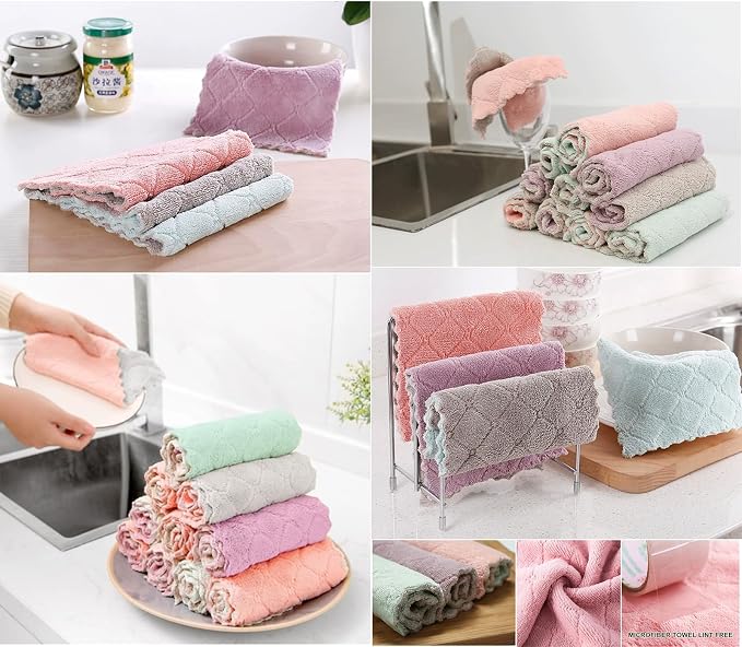 24 Pack Cleaning Cloth Kitchen Cloth, Dish Towels Super Absorbent Coral Velvet - Image 7