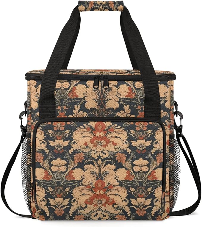 Vintage Bohemian Flowers Coffee Maker Carring Bag, Large Insulated Storage by Home