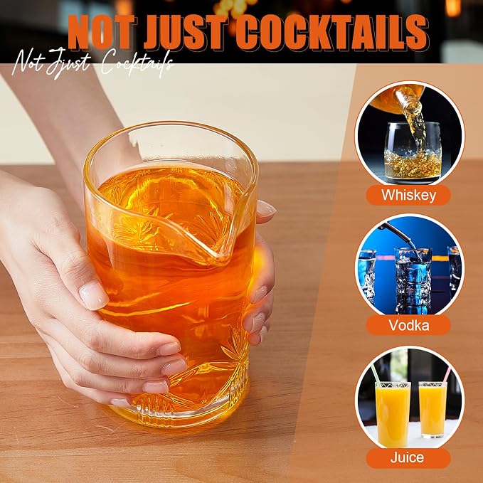Dandat 4 Pcs 24 oz Cocktail Mixing Glass Crystal Stirring Glass - Image 5