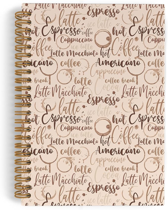 Coffee Themed Spiral Notebook, Coffee Gifts by QLMX