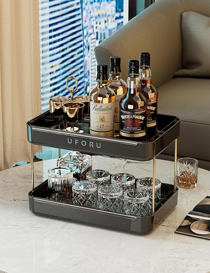 UFORU Countertop Coffee Station Organizer, 2 Tier Wine Glass Holder, Mug - Image 3