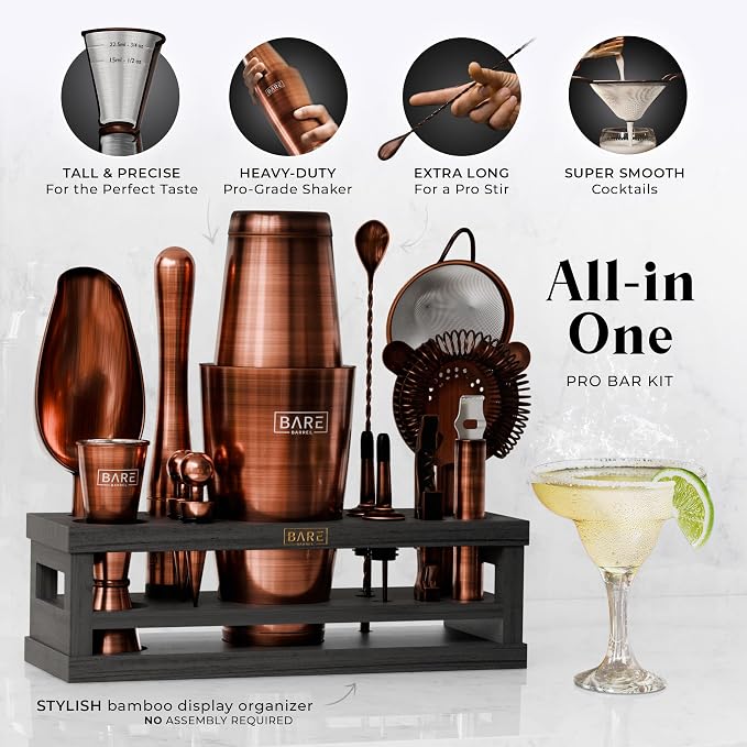 BARE BARREL® Mixology Bartender Kit Bar Set | 16-Piece Cocktail Shaker Set | - Image 2