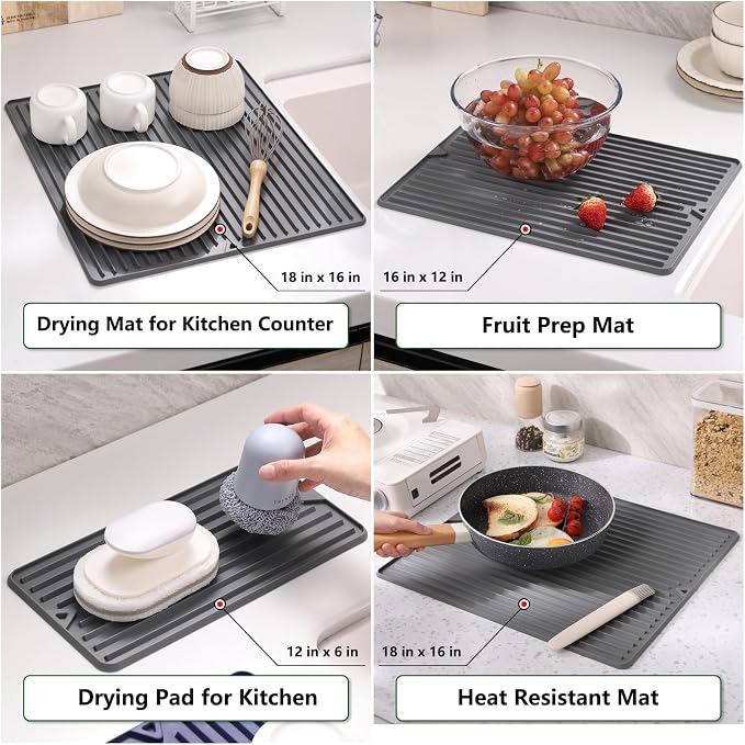 Silicone Dish Drying Mat, 16 x 18-inch Large Drying Mat - Image 8