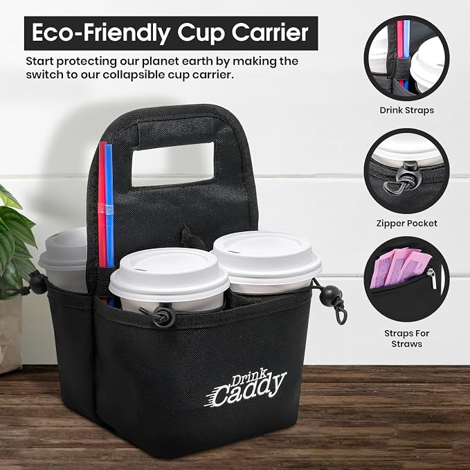 Drink Caddy Portable Drink Carrier and Reusable Coffee Cup Holder - Image 3