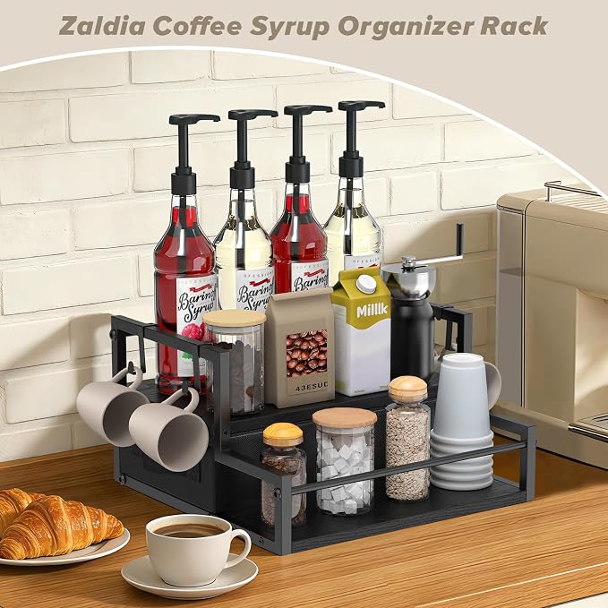 Coffee Syrup Organizer for Countertop, 2-Tier Coffee Bar Organizer - Image 6