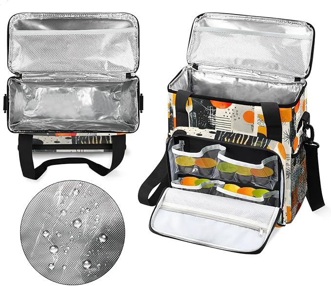 Abstract Modern Geometric Coffee Maker Carring Bag, Large Insulated Storage - Image 3