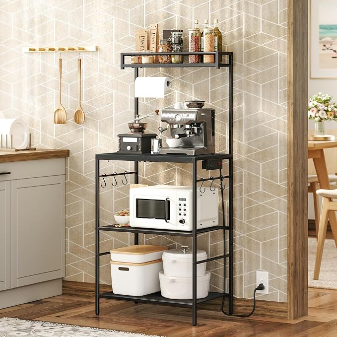 MAHANCRIS Bakers Rack with Storage, Microwave Stand with Paper Holder, Bakers by MAHANCRIS