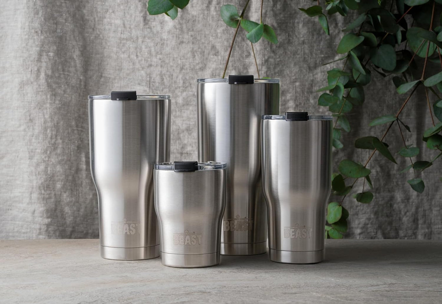Beast 40 oz Tumbler Stainless Steel Vacuum Insulated Coffee Ice Cup Double Wall Travel Flask (Stainless Steel)