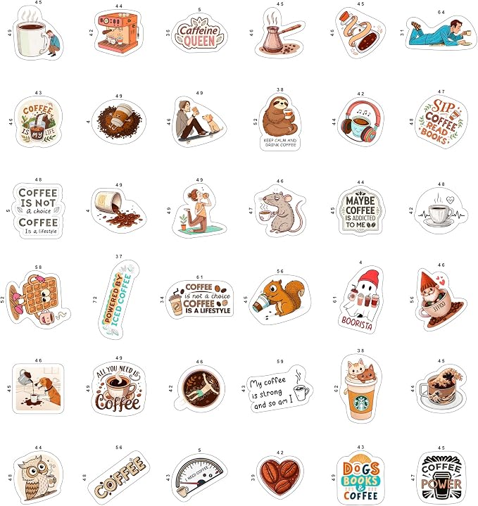 100Pcs Funny Coffee Stickers for Cups, Water Bottles & Scrapbook - Image 3