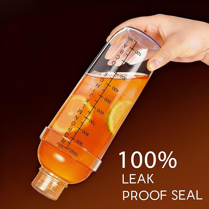 Plastic Cocktail Shaker with Measuring Scale 33oz, Leak-Proof & - Image 3