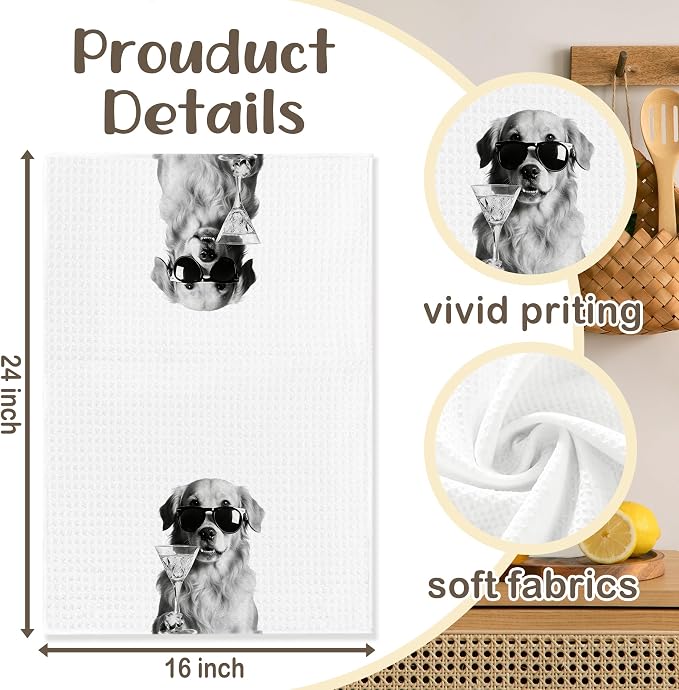 Funny Golden Retriever Kitchen Towels Set of 2, Dog Kitchen Accessories - Image 6