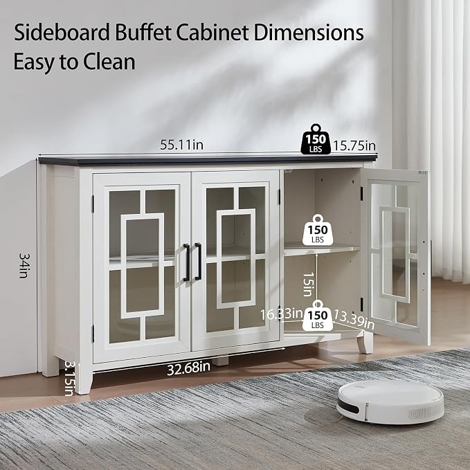 Joaxswe Large Sideboard Buffet Cabinet - Image 2