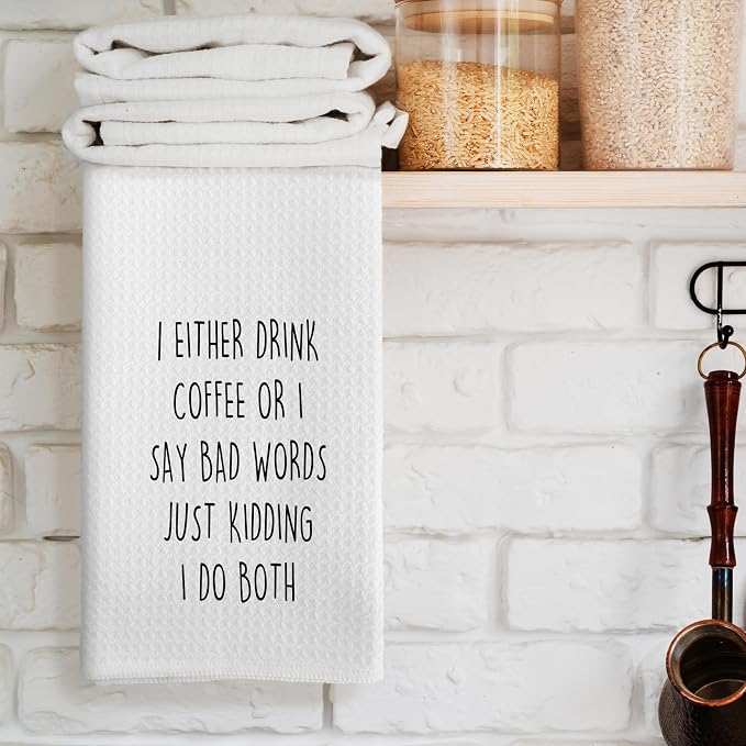 Funny Sarcastic Coffee Kitchen Towels, Coffee Lover Gifts - Image 2