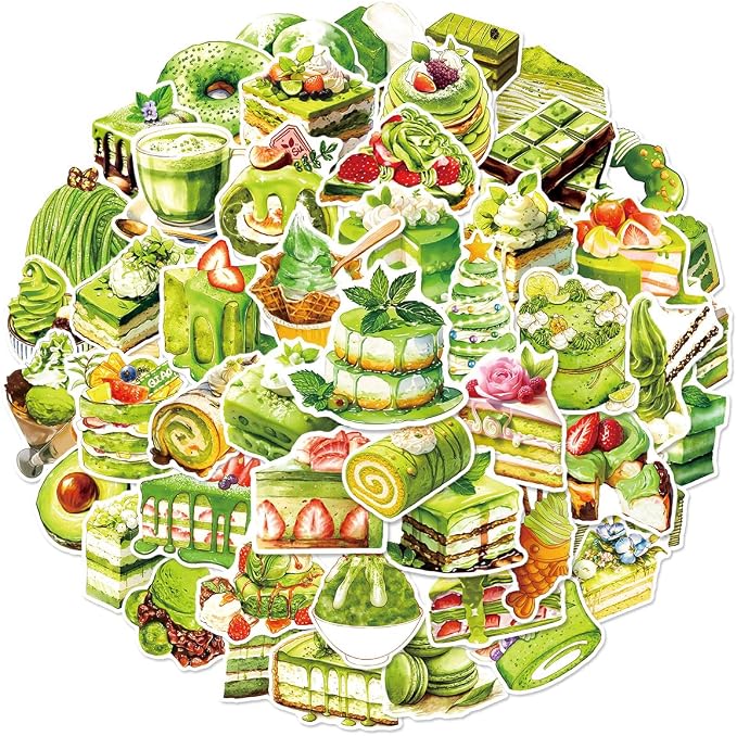 Matcha Cake Sticker 50PCS Water Bottles Laptop Phone Computer Guitar Skateboard by Unknown