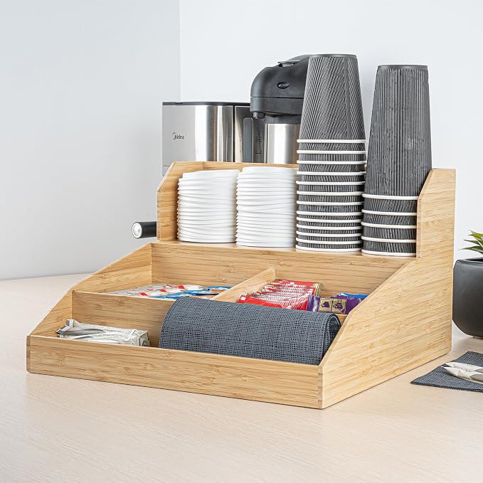 Restaurantware Coffee Cup Organizer 15 x 14.25 x 9.25 Inch Multipurpose Bamboo - Image 4