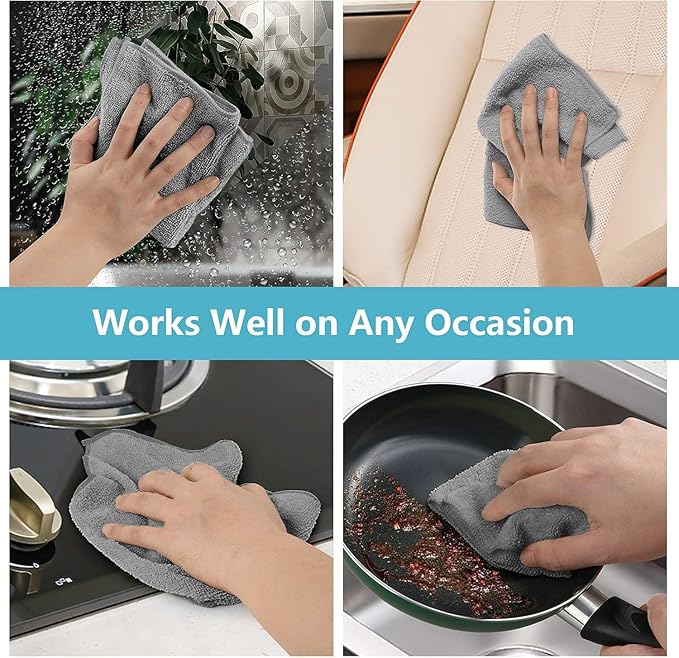 HOMEXCEL Grey Microfiber Cleaning Cloth 400 Pack, Microfiber Towel - Image 6