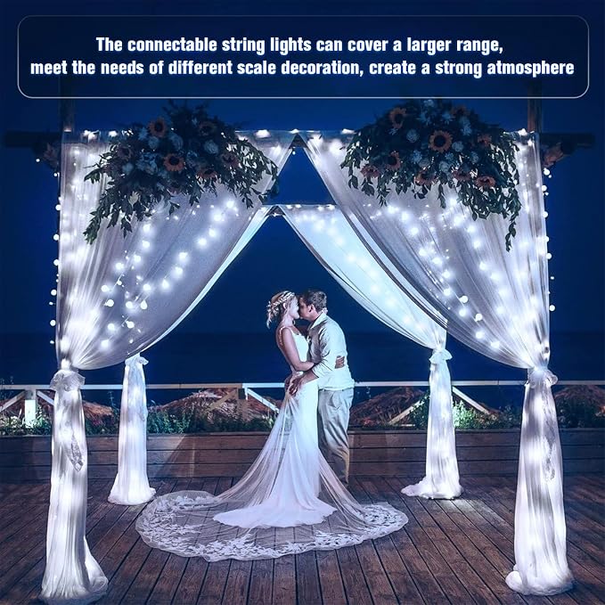 JMEXSUSS 100 LED White String Lights Indoor, Connectable Globe String Lights - Image 3