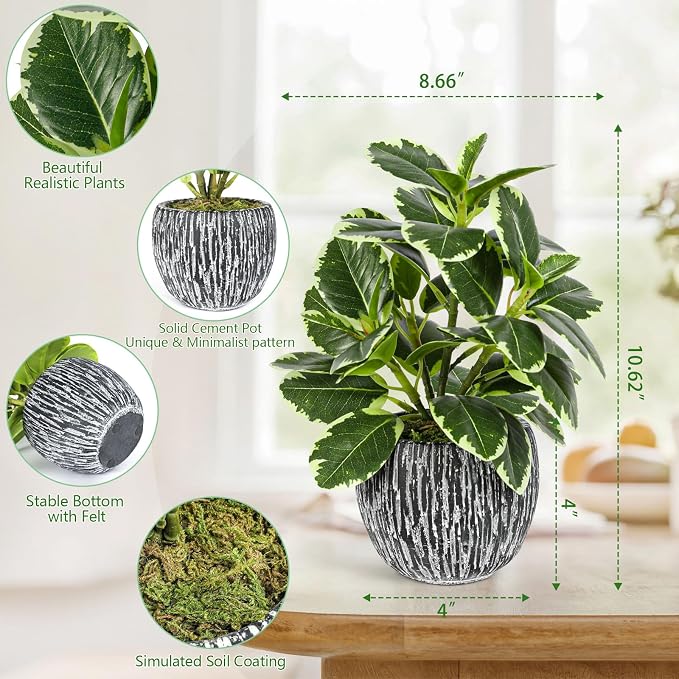 Artificial Plants Indoor Outdoor, Faux Variegated Oak Leaf Plant, Fake Potted - Image 4